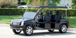 Black Escalade Limo Golf Cart affordable golf cart rental, golf cart rent bimini