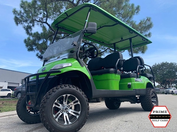Light Green Elite EV 6 Passenger Lifted Golf Cart affordable golf cart rental, golf cart rent bimini