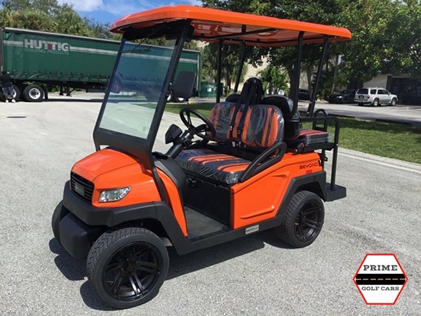 Orange Bintelli Beyond 4 Passenger Golf Cart affordable golf cart rental, golf cart rent bimini