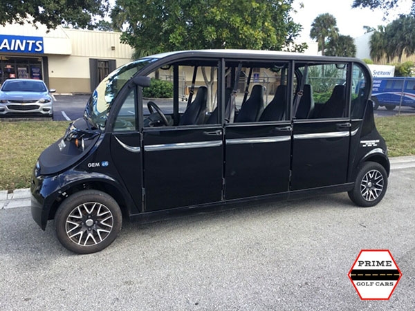 Polaris Gem 6 Passenger Black Golf Cart Rental With Doors affordable golf cart rental, golf cart rent bimini