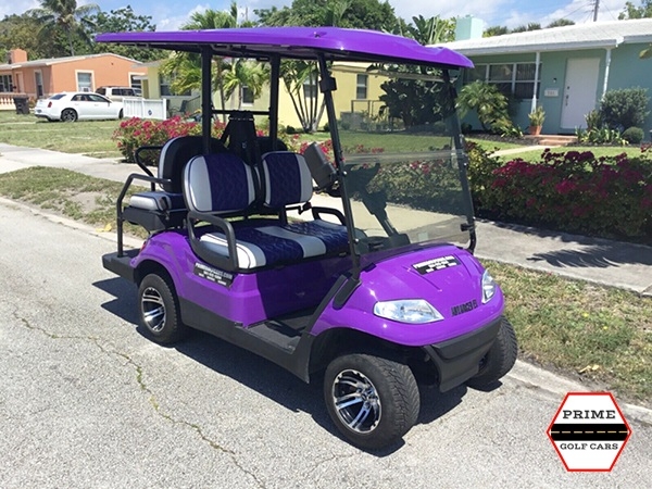 Purple Advanced EV 4 Passenger Golf Cart affordable golf cart rental, golf cart rent bimini