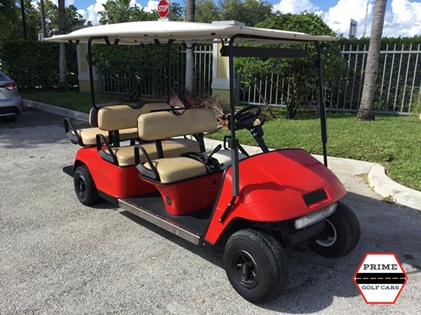Red EZGO 6 Passenger Golf Cart affordable golf cart rental, golf cart rent bimini
