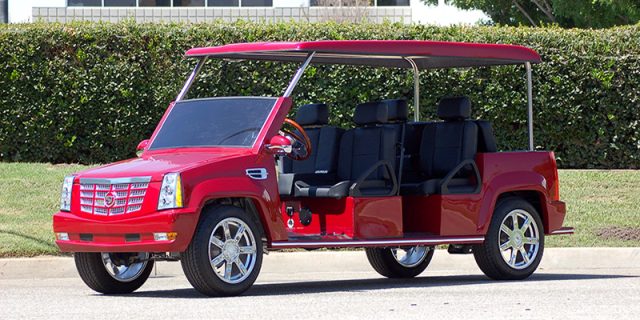 Red Escalade Limo Golf Cart affordable golf cart rental, golf cart rent bimini