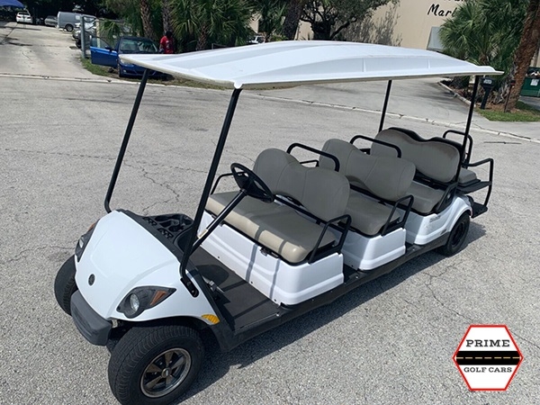 White 8 Passenger Yamaha Golf Cart affordable golf cart rental, golf cart rent bimini