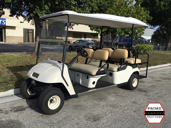 White EZGO 6 Passenger Golf Cart affordable golf cart rental, golf cart rent bimini