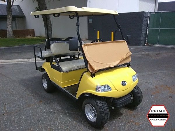 Yellow Evolution 4 Passenger Golf Cart affordable golf cart rental, golf cart rent bimini